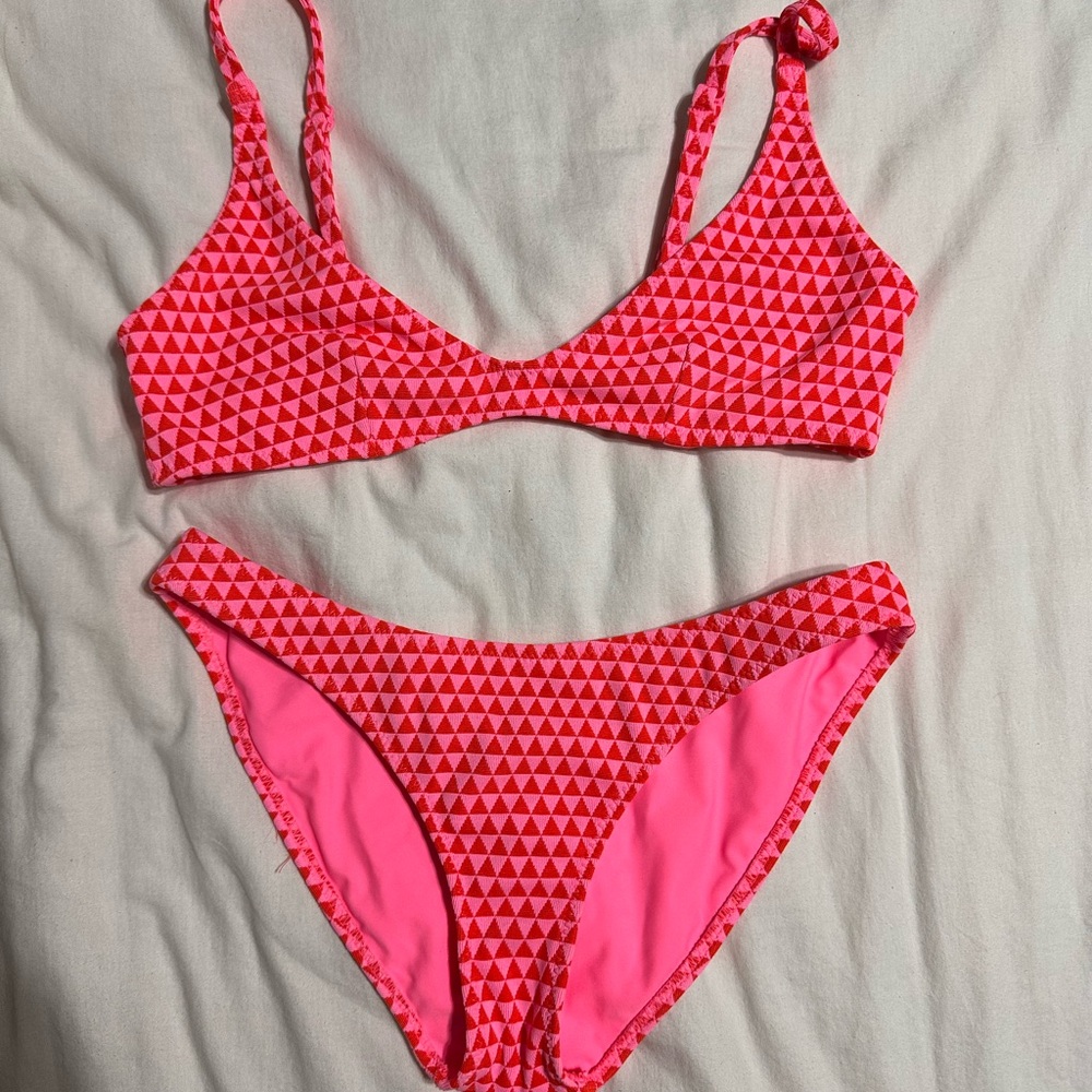 Red Geometric Bikini Set